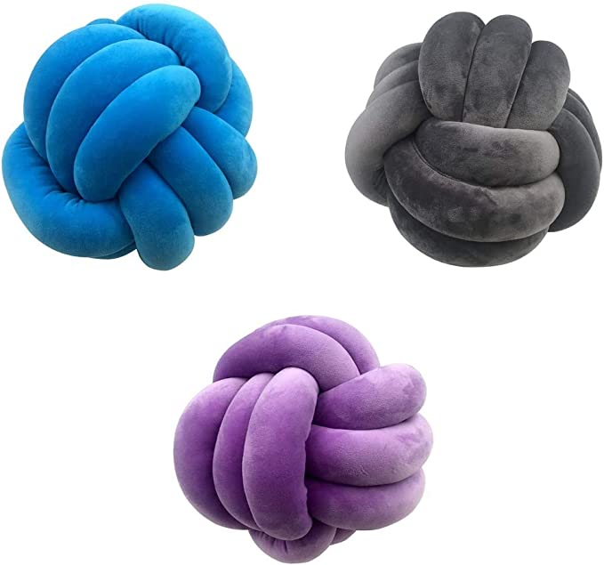 Playlearn Cuddle Ball Knot Pillow - Sensory Pillow – Plush Toy Hugging Pillow – Calming Stress Relief Toy for Kids – 10 Inch