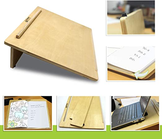 Playlearn Ergonomic Wooden Writing Slope/Slant Board - 20 Degree Optimal Angle - Extra Wide with Pen Holder