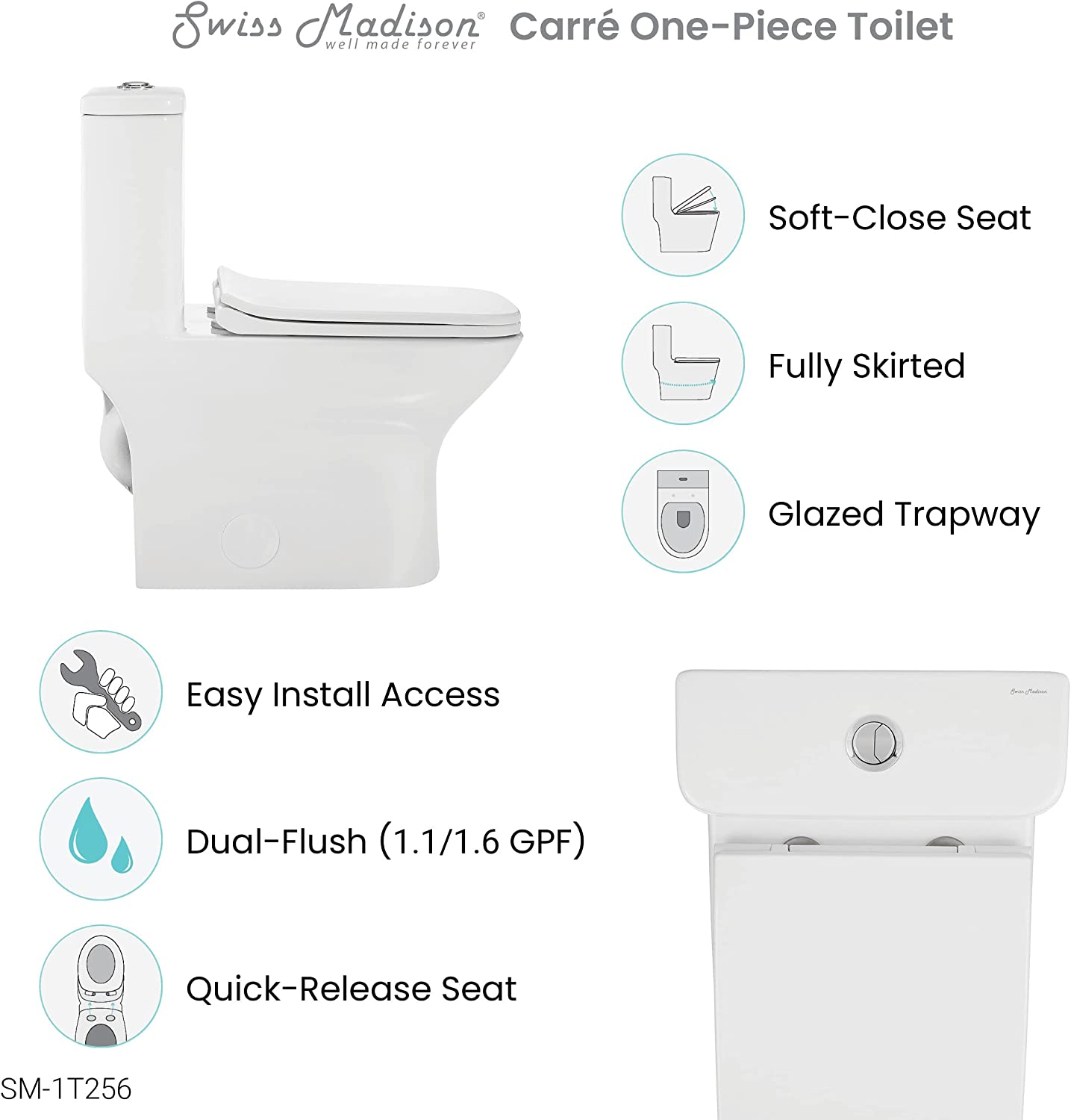 Carre One-Piece Square Toilet Dual-Flush 1.1/1.6 gpf