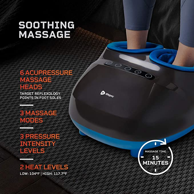 LifePro Shiatsu Foot Massager with Heat + Compression - Foot Warmer ACU Massage Therapy for Ankle, Foot Pain & Plantar Fasciitis Relief, Diabetic Neuropathy & Circulation Feet Massager Machine
