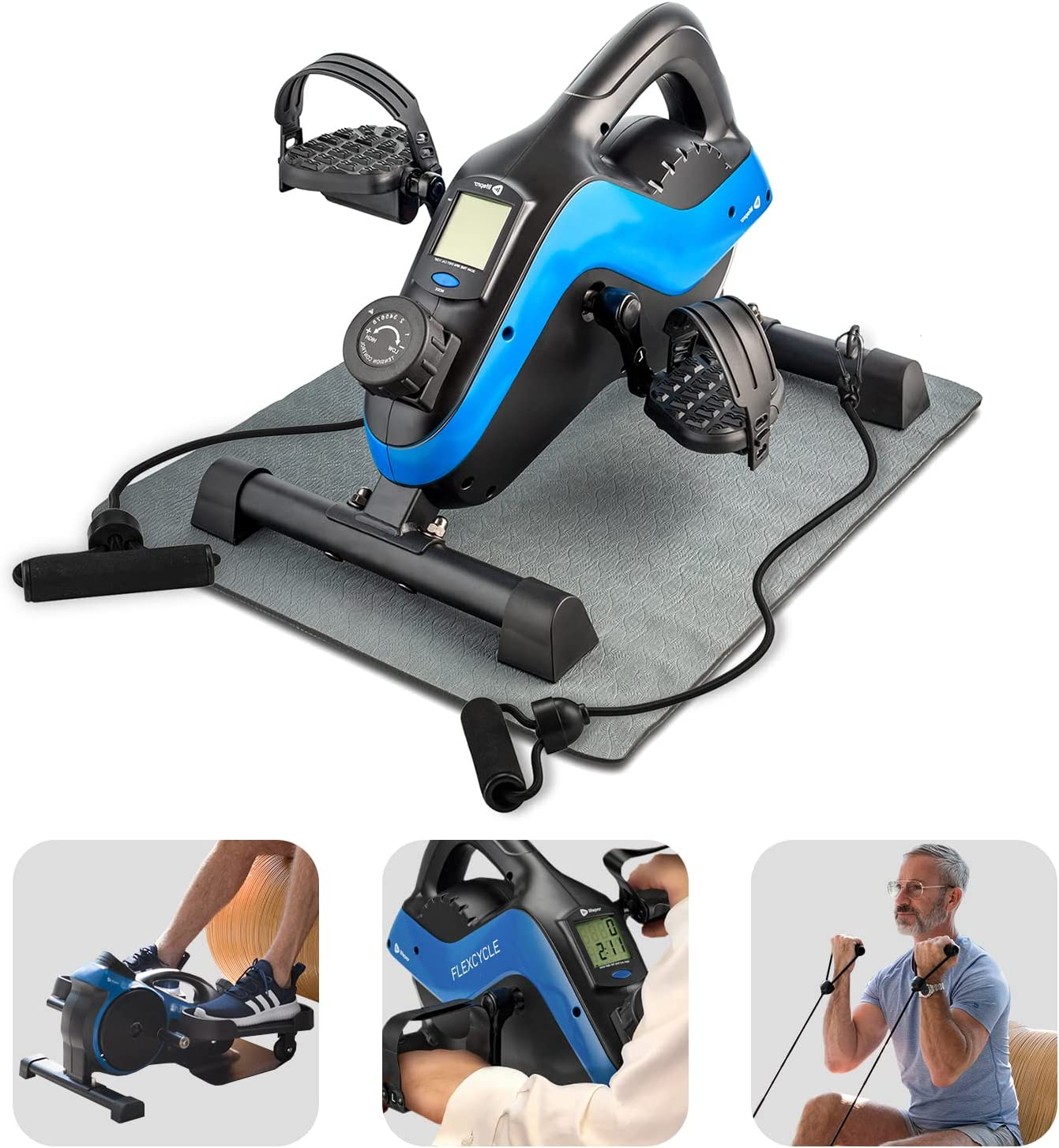 LifePro 3-in-1 Under Desk Bike Pedal Exerciser with Resistance Bands, Arm & Leg Mini Exercise Bike Desk Exercise Equipment,Foot Peddler Exerciser for Seniors