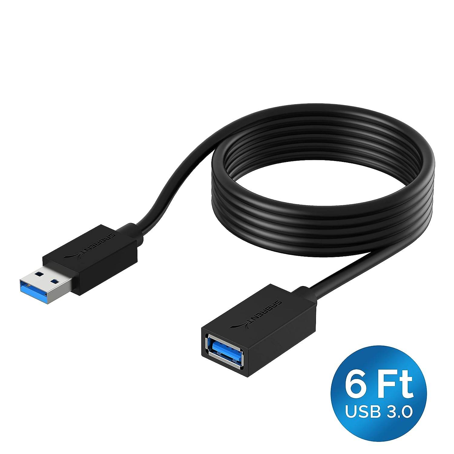 SABRENT 22AWG USB 3.0 Extension Cable A Male to A Female [Black] 6 Feet (CB-3060)