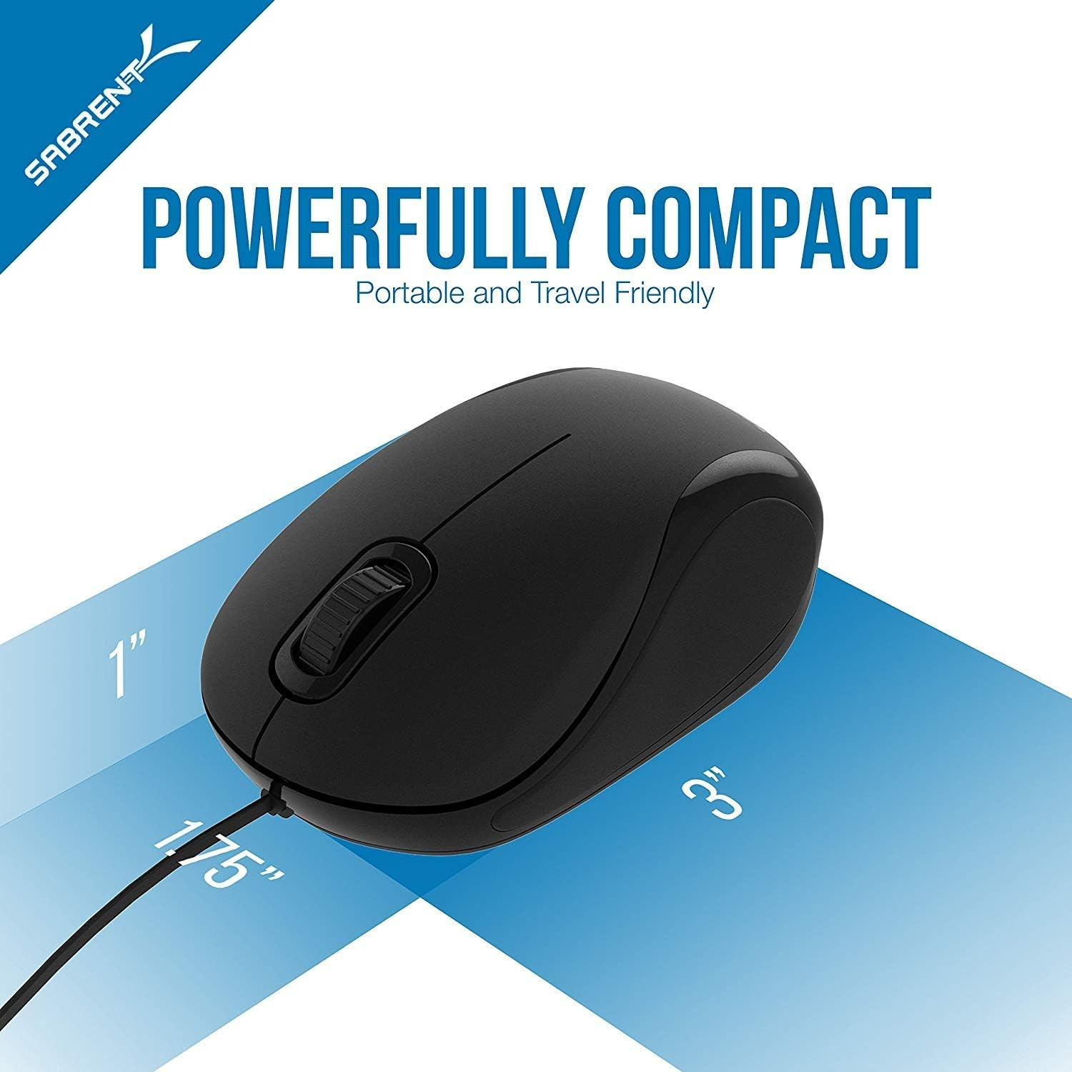 Sabrent Mini Travel USB Optical Mouse with Retractable Cable for Computers and laptops | Mac & PC Compatible (MS-OPMN)