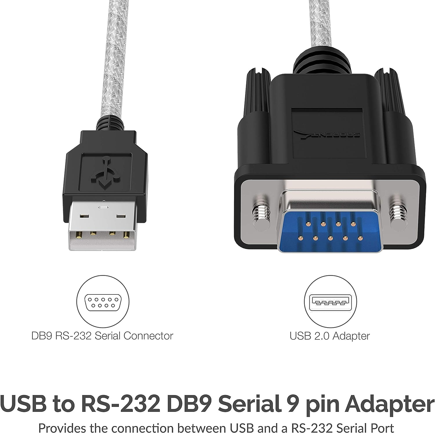SABRENT 6-FT USB to RS-232 DB9 Serial 9 pin Adapter (Prolific PL2303) (SBT-USC6K)