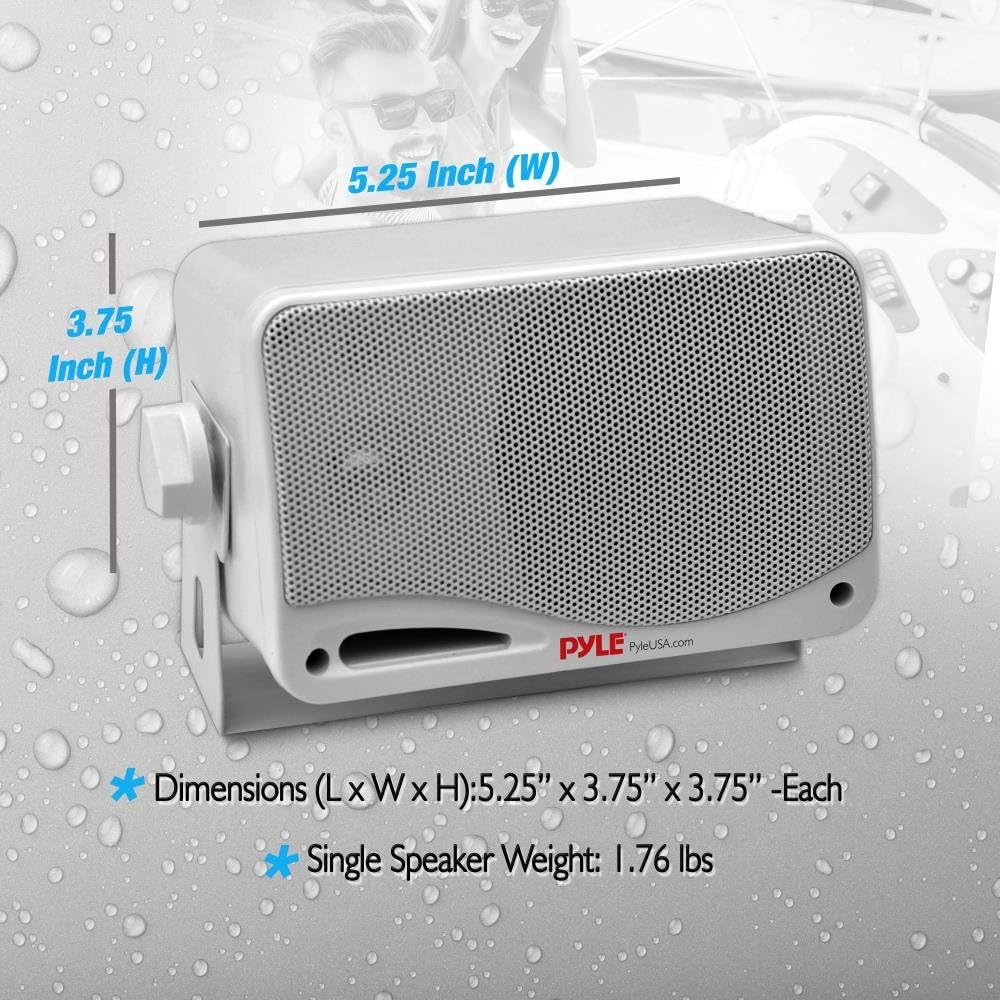 Pyle Outdoor Waterproof Wireless Bluetooth Speaker - 3.5 Inch Pair 3-way Active Passive Weatherproof Wall, Ceiling Mount Dual Speakers System w/ Heavy Duty Grill, Patio, Indoor Use -PDWR42WBT (White)