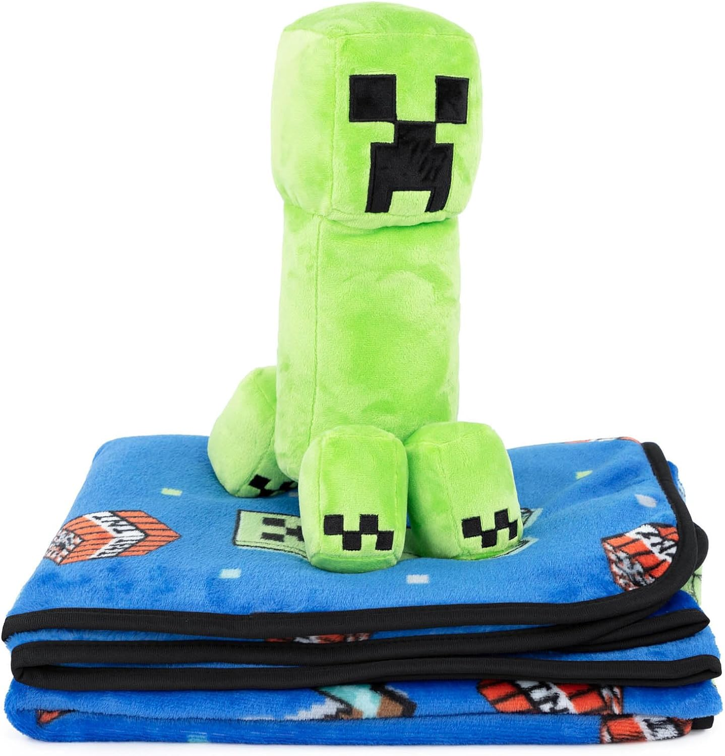 Minecraft Creeper Plush Mini Pillow Buddy & 50 x 60 Inch Throw Blanket Set - Kids Super Soft 2 Piece Cuddle Set