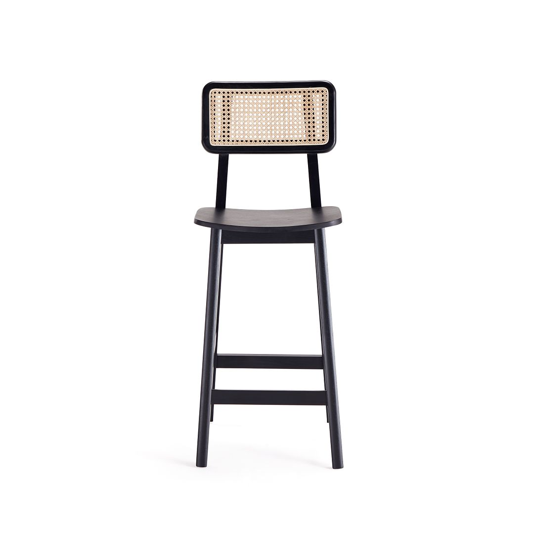 Versailles Counter Stool in Black and Natural Cane