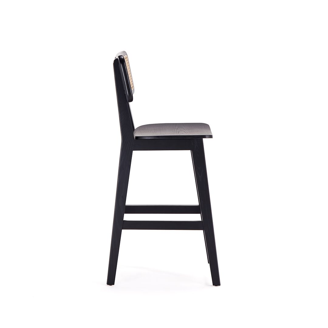 Versailles Counter Stool in Black and Natural Cane