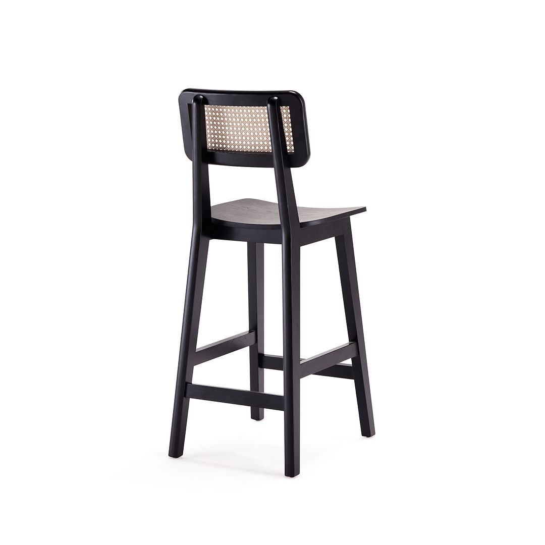 Versailles Counter Stool in Black and Natural Cane