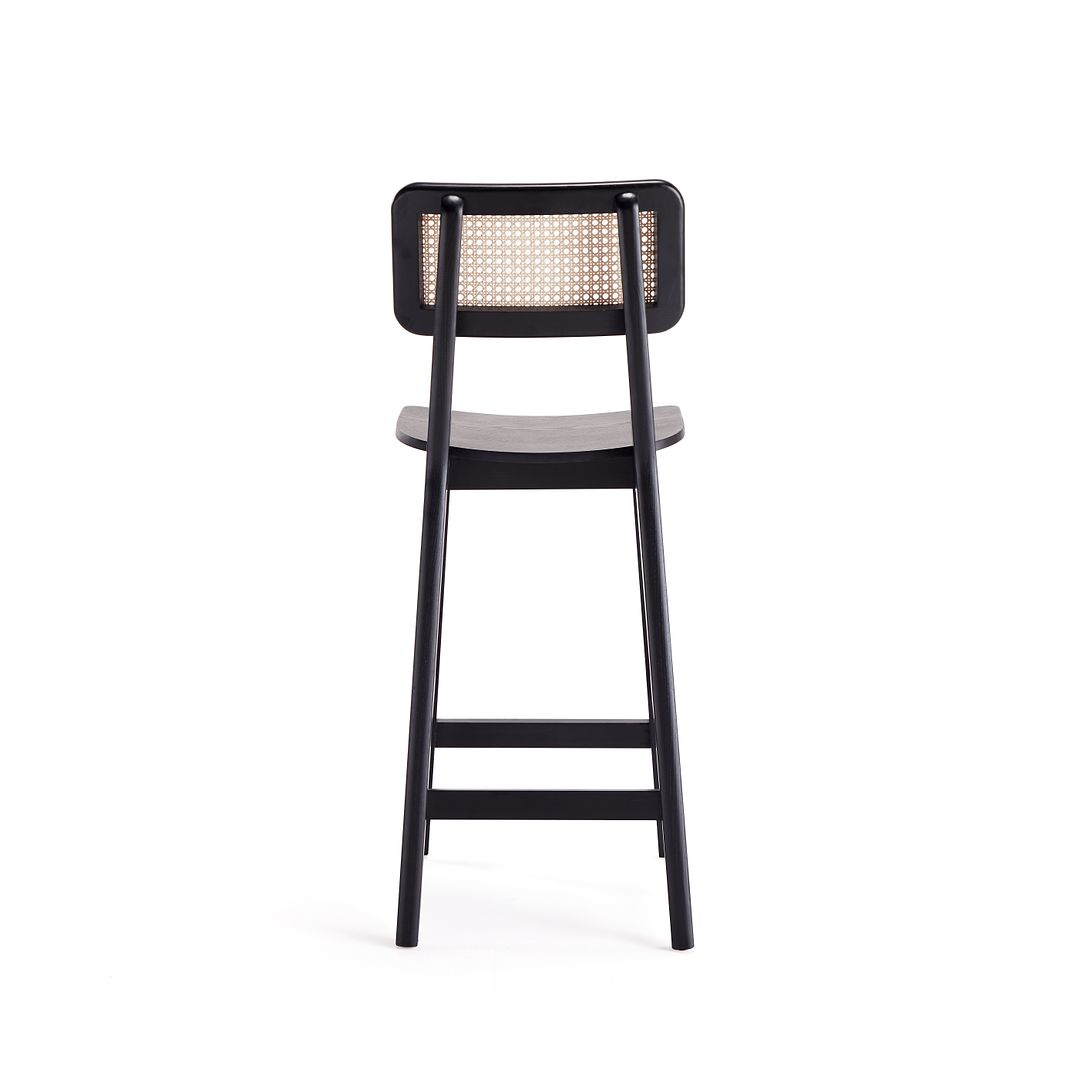 Versailles Counter Stool in Black and Natural Cane