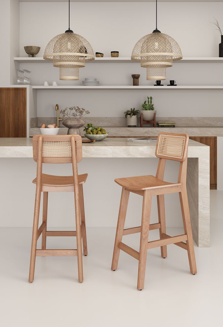 Versailles Counter Stool in Black and Natural Cane