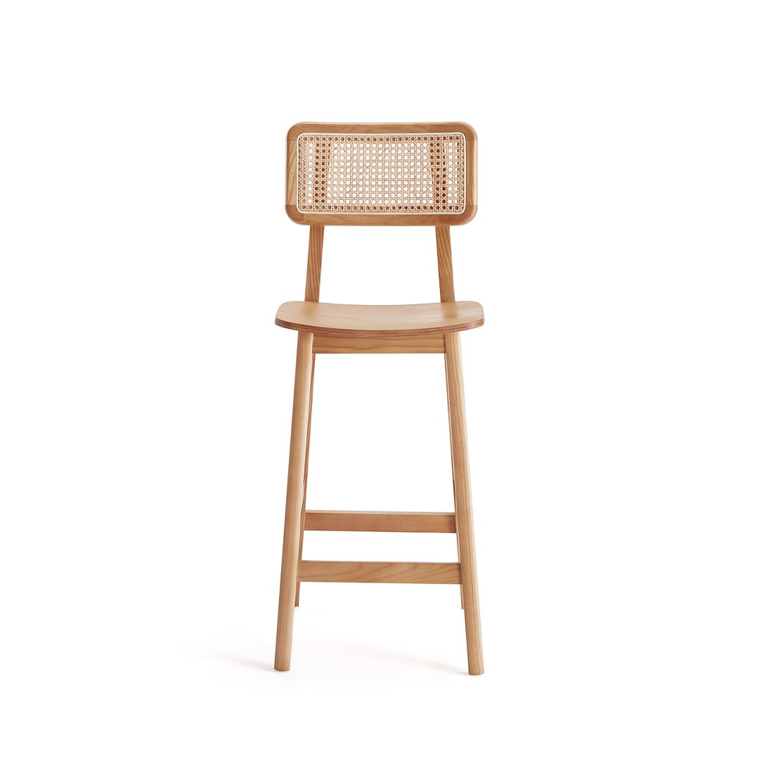 Versailles Counter Stool in Black and Natural Cane