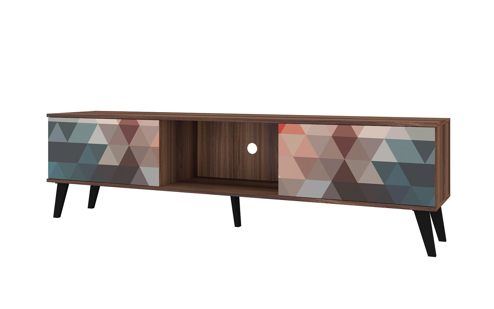 Doyers 70.87 Mid-Century Modern TV Stand in Multi Color Red and Blue