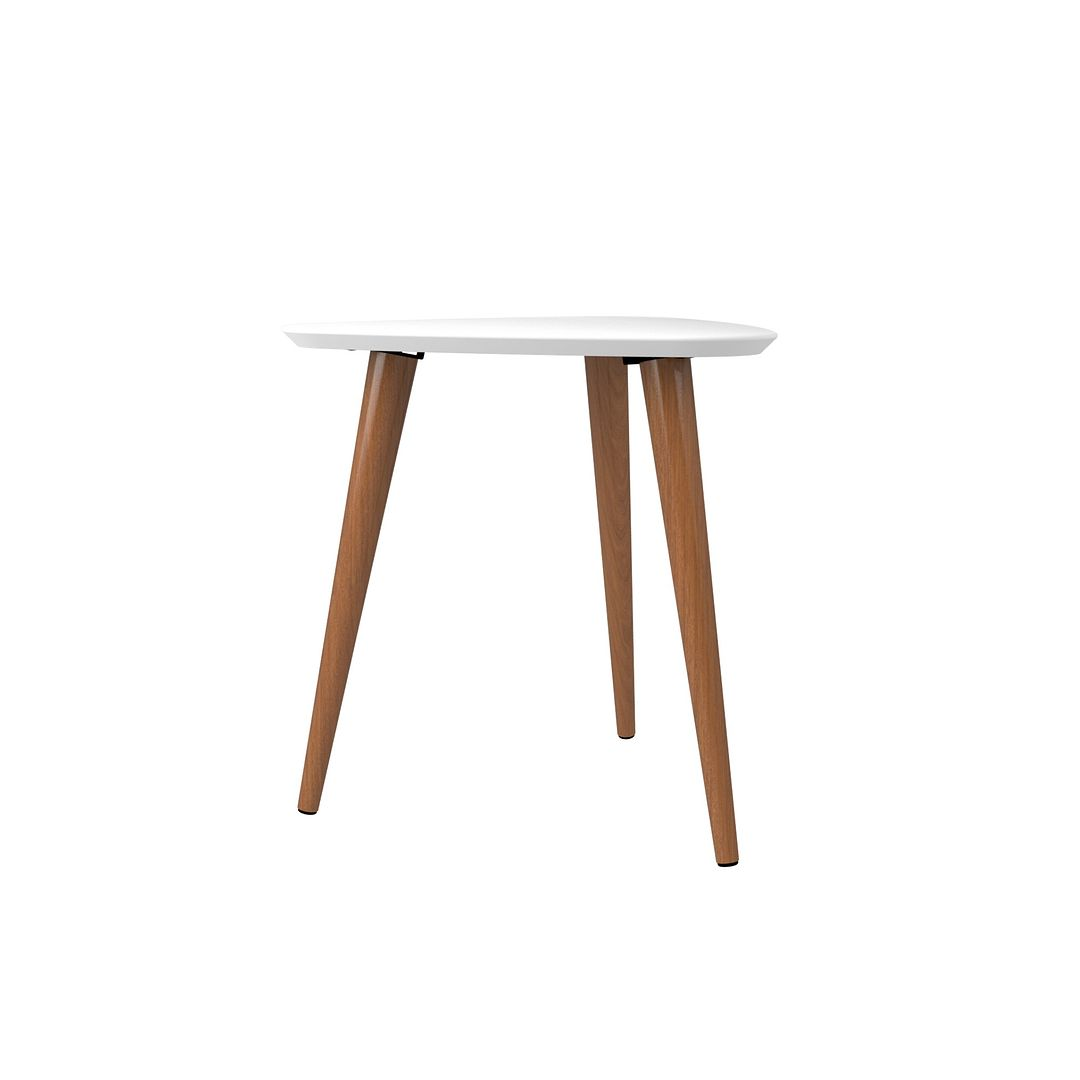 Utopia 19.88" High Triangle End Table With Splayed Wooden Legs in Off White