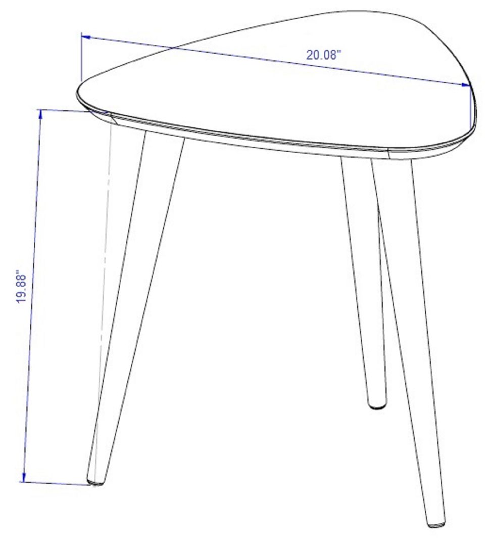 Utopia 19.88" High Triangle End Table With Splayed Wooden Legs in Off White