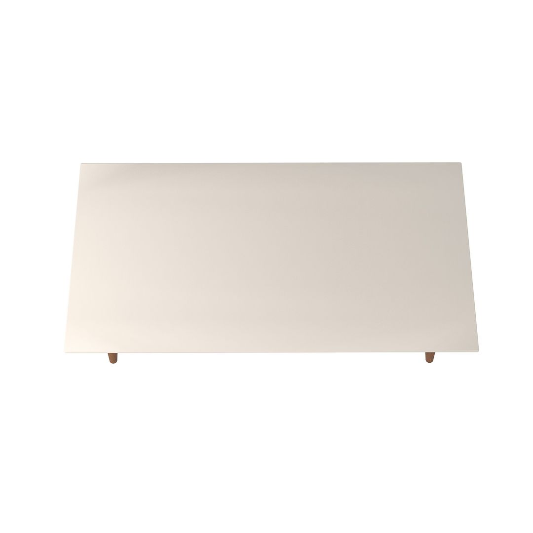 Utopia 17.52" High Rectangle Coffee Table with Splayed Legs in Off White and Maple Cream