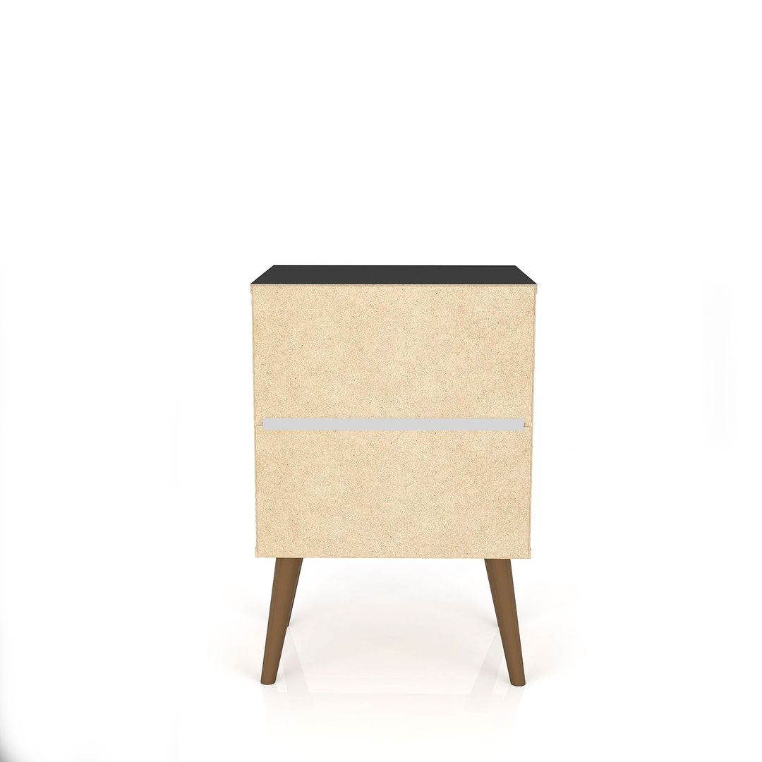 Liberty Mid-Century Modern Nightstand 1.0 with 1 Cubby Space and 1 Drawer in White and Rustic Brown with Solid Wood Legs