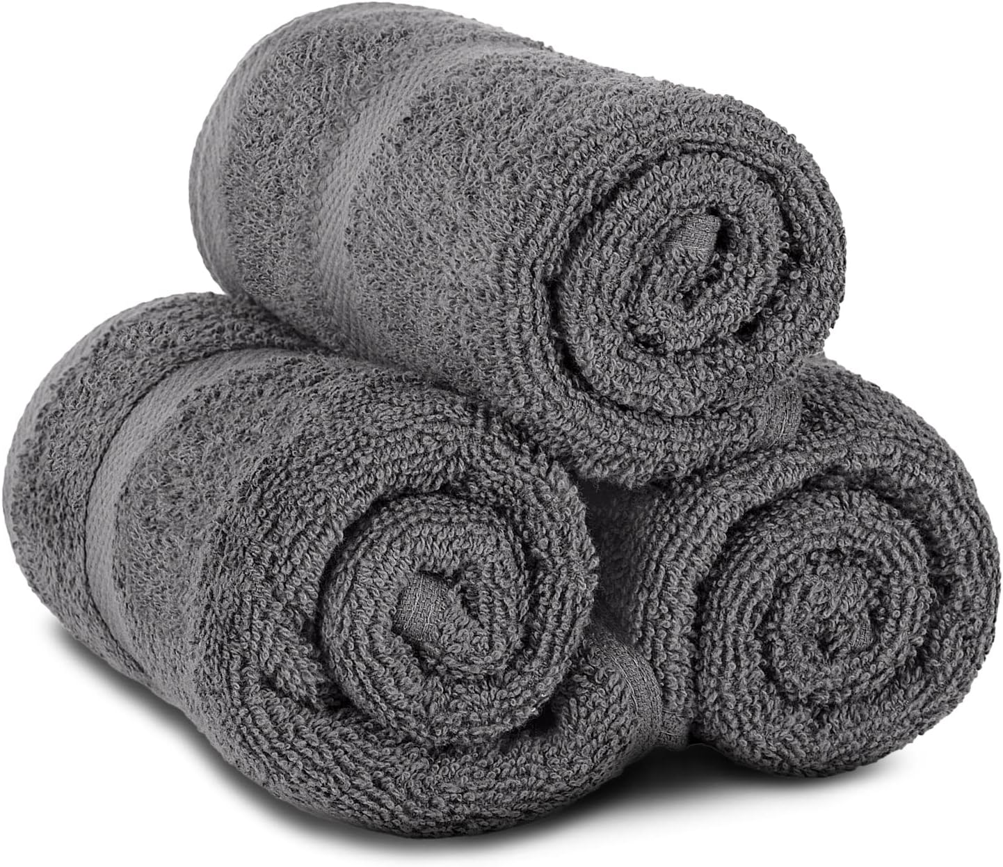 White Classic Wealuxe Charcoal Hand Towels for Bathroom 12 Pack, Cotton Hand Towel Bulk for Gym, Spa and Salon, Soft Extra Absorbent Quick Dry 16x27 Inch